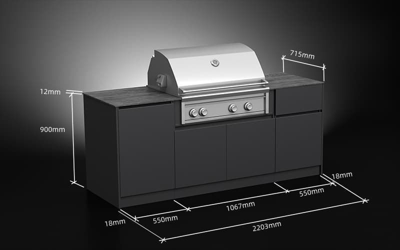 2.2 Meter Small Extruded Aluminium Outdoor BBQ Kitchen