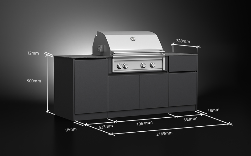 2.2 Meter Small Outdoor BBQ Kitchen