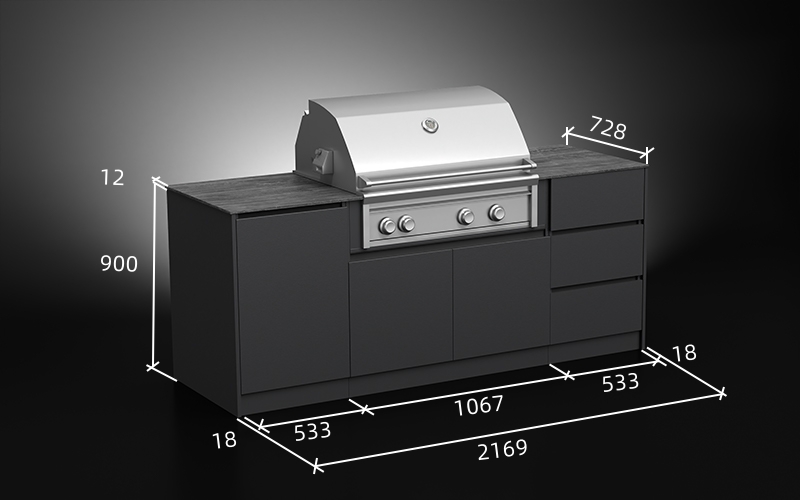 2.2M Extruded AluminiumTiny Outdoor Kitchen