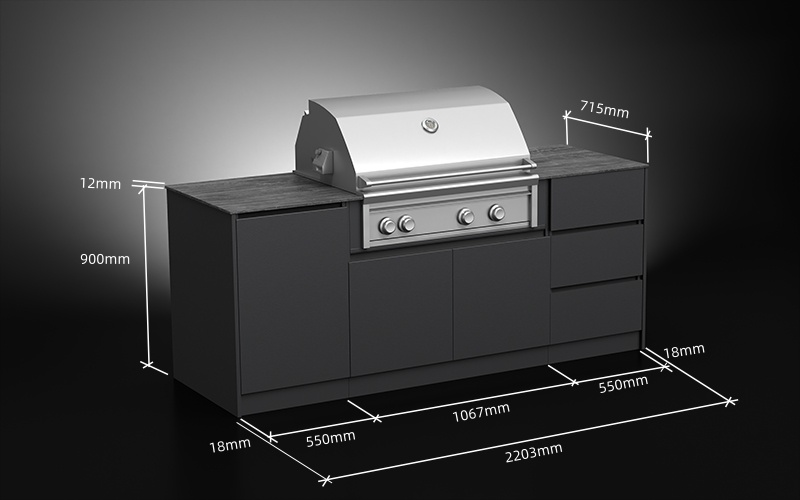 2.2Meter Extruded AluminiumTiny Outdoor Kitchen For Small Space