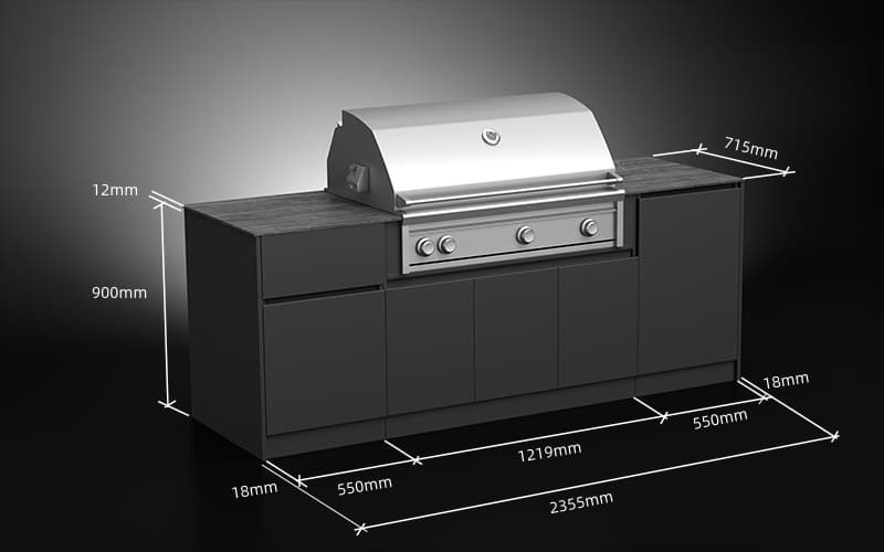 2.35 Meter Weatherproof Extruded Aluminum Outdoor Cabinets For Outdoor Kitchen