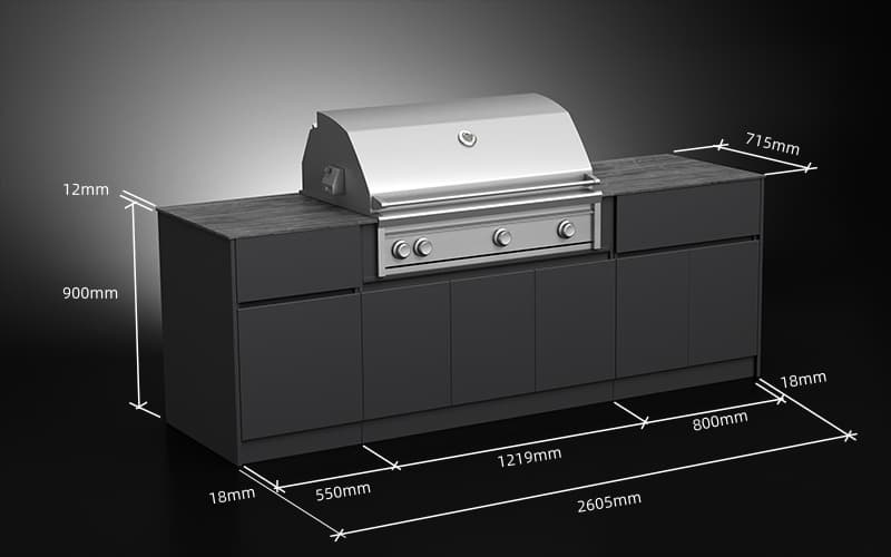 2.6 Meter Extruded Aluminium Freestanding Outdoor Kitchen