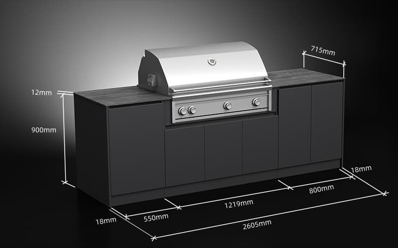 2.6 Meter Extruded Aluminium Outdoor Patio Kitchen