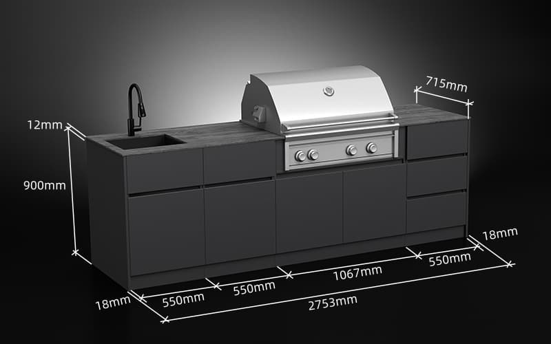 2.7 Meter Modern Outdoor Garden Kitchen Units