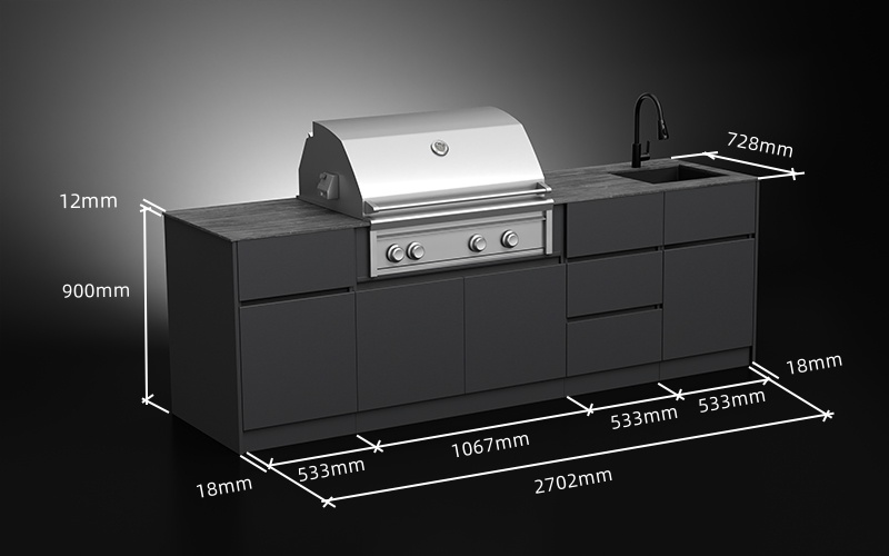 2.7 Meter Modern Outdoor Kitchen Cabinets