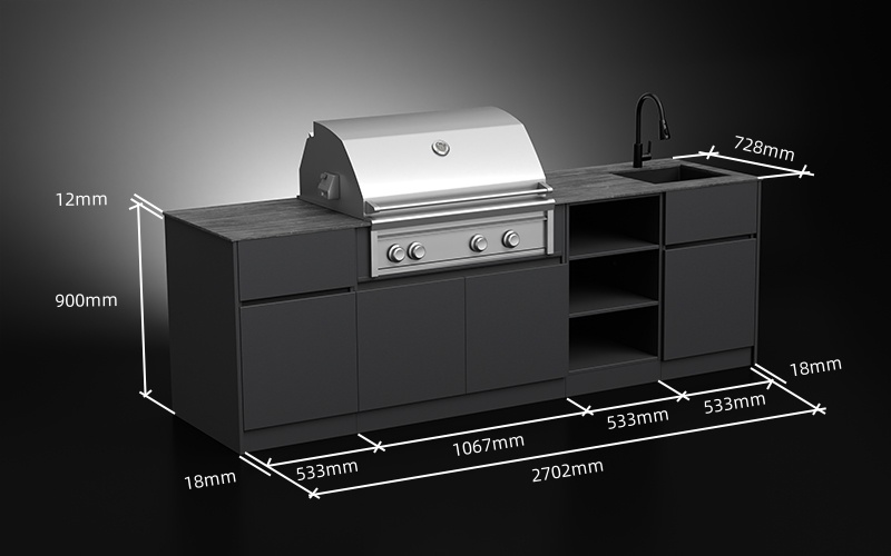 2.7 Meter Weatherproof Outdoor Kitchen Cabinets