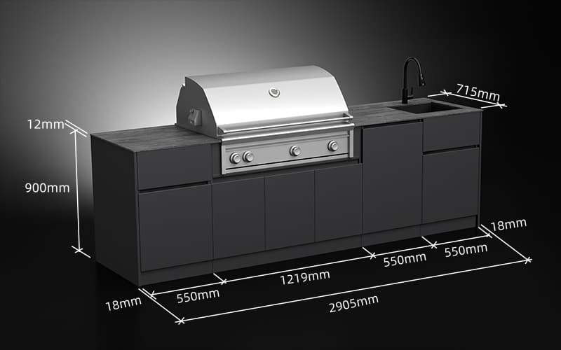 2.9 Meter Extruded Aluminium Outdoor Barbecue Cabinets