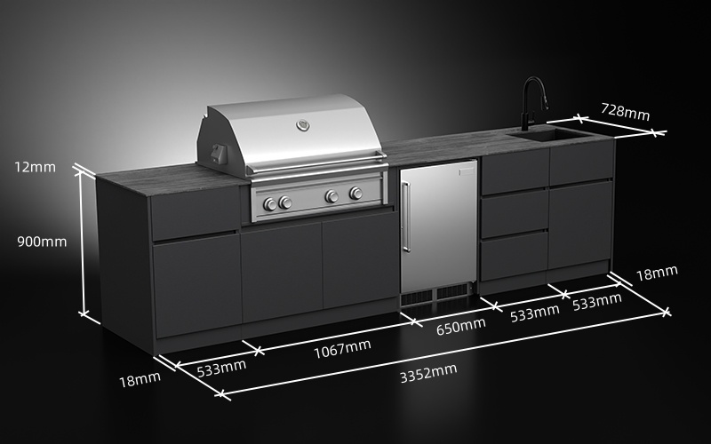 3.3 Meter Outdoor Kitchen With Sink And Fridge