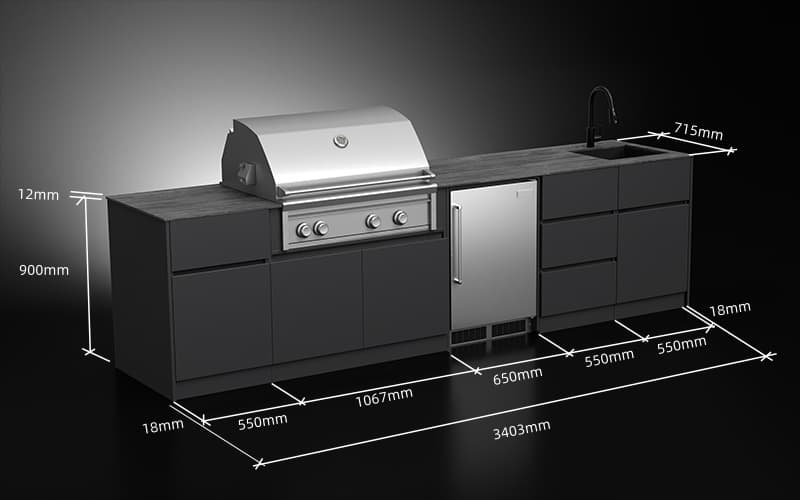 3.4 Meter Modular High End Aluminium Outdoor Kitchen