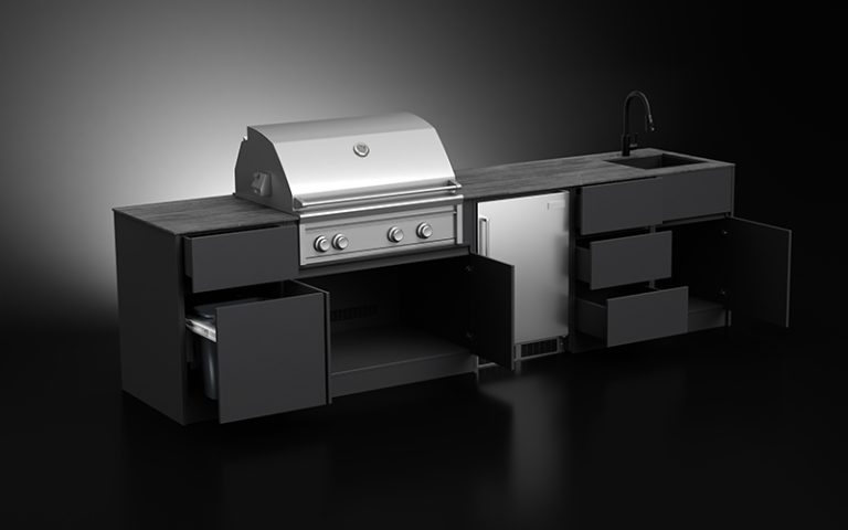 Aluminium Outdoor Kitchen With Sink And Fridge