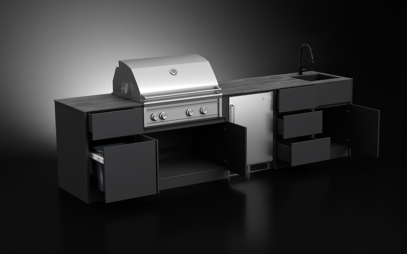 Aluminium Outdoor Kitchen With Sink And Fridge