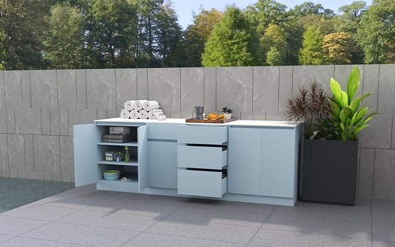 Aluminium Outdoor Storage Cabinet With 3 Drawers