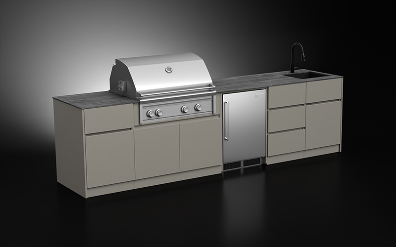 Aluminium Powder Coated Outdoor Kitchen With Sink And Fridge