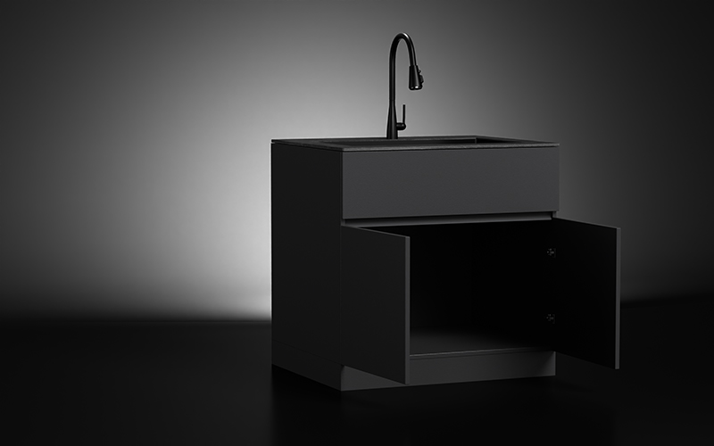 Black Color Outdoor Kitchen Sink Cabinet