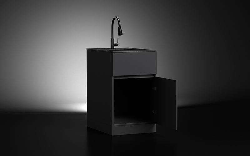 Black Color Outdoor Kitchen Sink