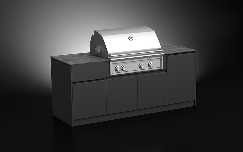 Dark Grey Color Mini Outdoor Kitchen With Countertop