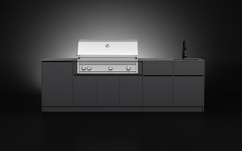 Dark Grey Color Modular Outdoor Kitchen Cabinets