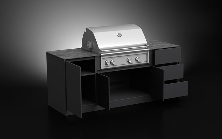 Dark Grey Color Tiny Outdoor Kitchen