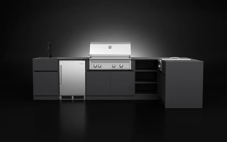 Eco-Friendly L-Shape Extruded Aluminium Outdoor Kitchen Cabinet