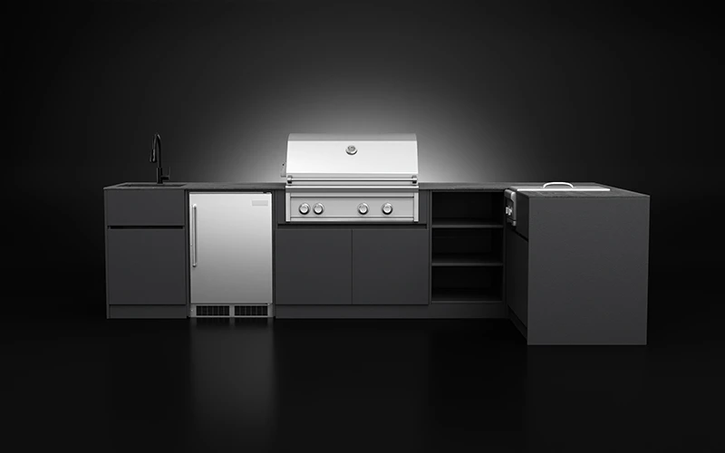 Eco-Friendly L-Shape Extruded Aluminium Outdoor Kitchen Cabinet