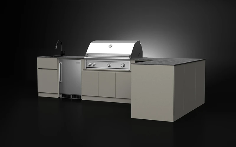 Eco-Friendly L-Shape Powder Coated Aluminium Outdoor Kitchen Cabinet