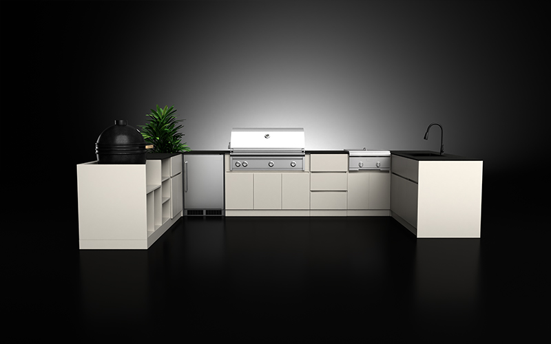 Elegant Design Large U Shaped Outdoor Kitchen Layout