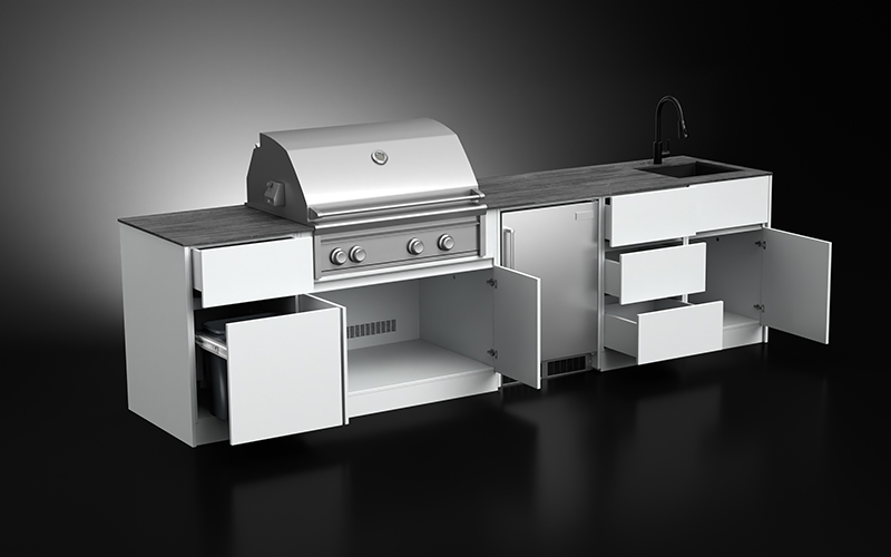 Extruded Aluminium Outdoor Kitchen With Sink And Fridge