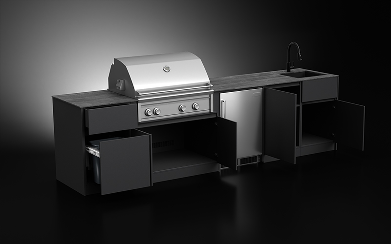 Extruded Aluminium Powder Coated Dark Grey Modern Outdoor BBQ