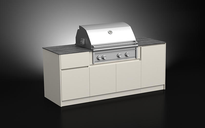 Khaki Color Mini Outdoor Kitchen With Countertop