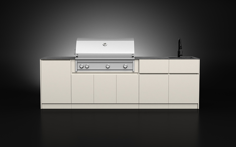 Khaki Color Modular Outdoor Kitchen Cabinets