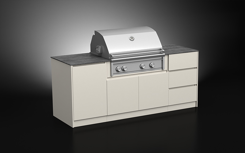 Khaki Color Tiny Outdoor Kitchen With Countertop