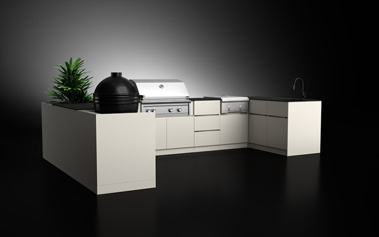Khaki Color U Shaped Outdoor BBQ Island