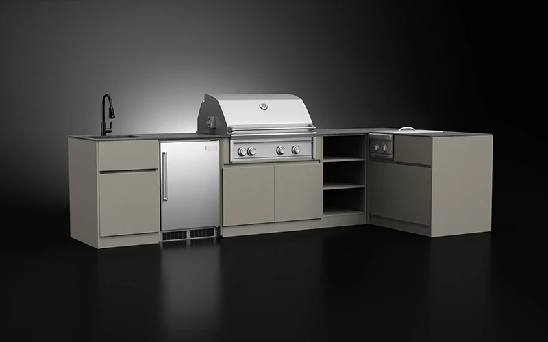 L-Shape Extruded Aluminium Outdoor Kitchen Cabinet