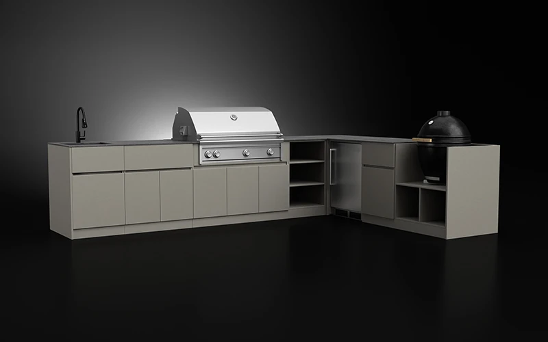 L-Shape Full Aluminium Outdoor Kitchen Cabinet For 42 Grill