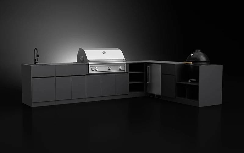 L-Shape Full Aluminium Powder Coated Outdoor Kitchen Cabinet