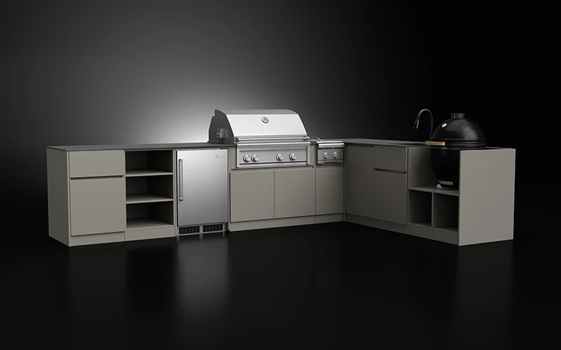 L-Shape Modern Extruded Aluminium Outdoor Kitchen Cabinets