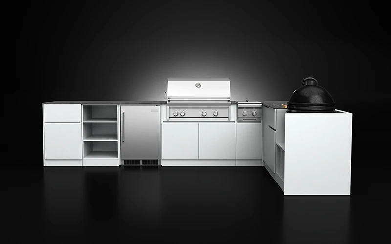 L-Shape Modern Outdoor Kitchen Cabinets With Countertop