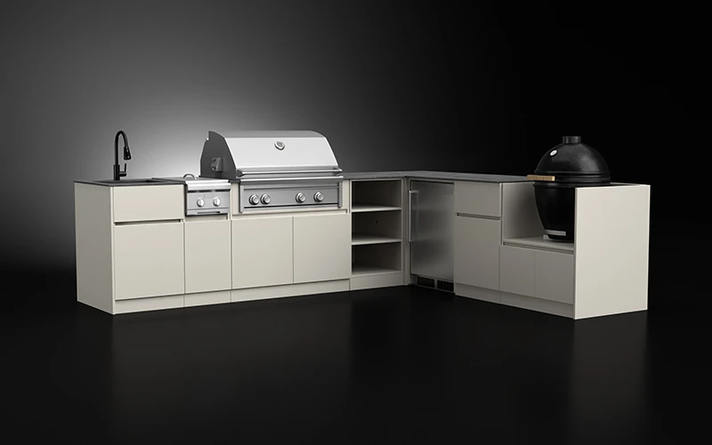 L-Shape Modular Aluminium Outdoor Kitchen Cabinet