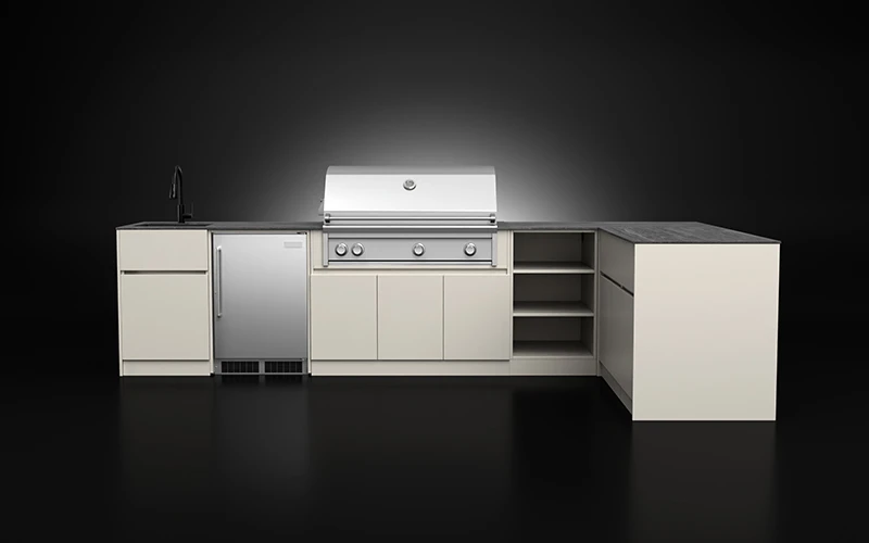 L-Shape Powder Coated Aluminium Outdoor Kitchen Cabinet For 42 Grill