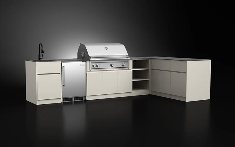 L-Shape Powder Coated Extruded Aluminium Outdoor Kitchen Cabinet