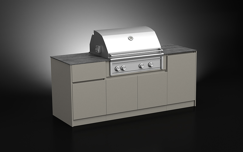 Light Brown Color Mini Outdoor Kitchen With Countertop
