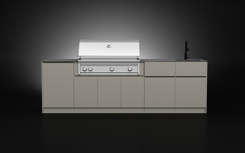 Light Brown Color Modular Outdoor Kitchen Cabinets