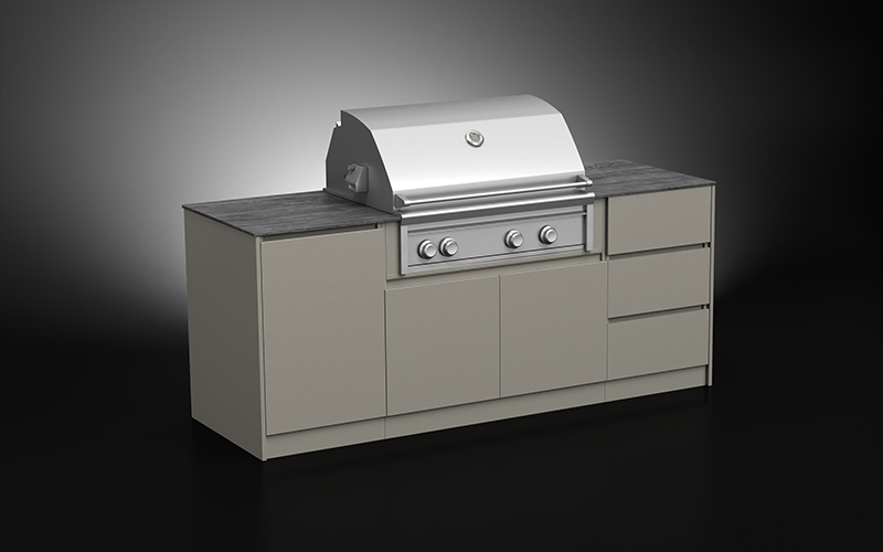 Light Brown Color Tiny Outdoor Kitchen With Countertop