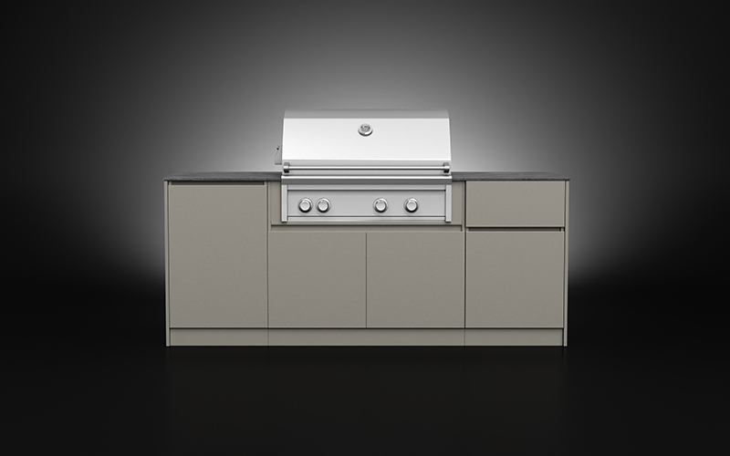 Light Brown Small Outdoor BBQ Kitchen