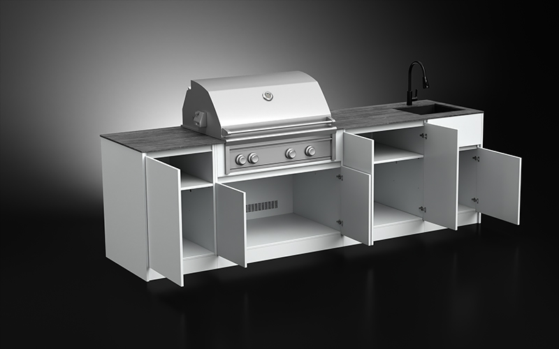 Linear Outdoor Kitchen For Garden