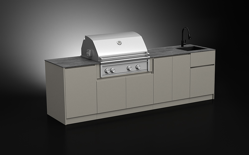 Linear Outdoor Kitchen With Countertop