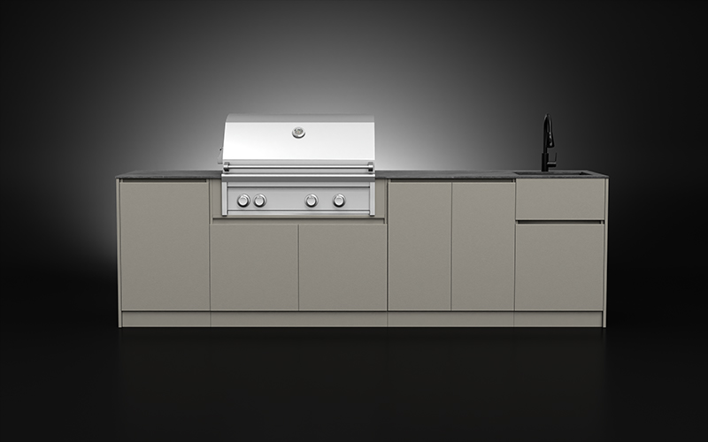Linear Outdoor Kitchen With Sink Cabinet
