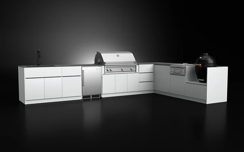 Luxury L-Shape Extruded Aluminium Outdoor Kitchen Cabinet For 42 Grill