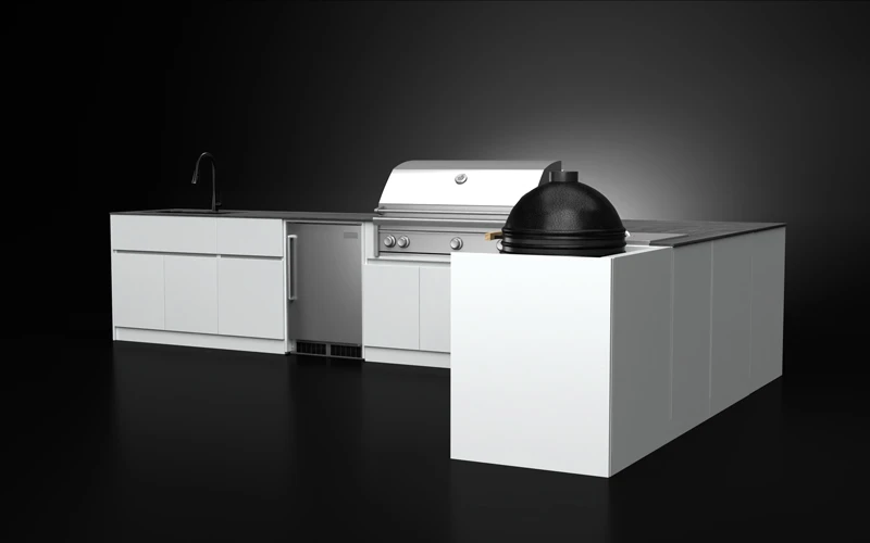 Luxury L-Shape Full Extruded Aluminium Outdoor Kitchen Cabinet