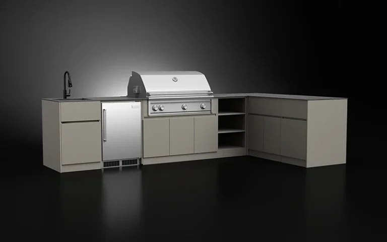 Luxury L-Shape Powder Coated Aluminium Outdoor Kitchen Cabinet